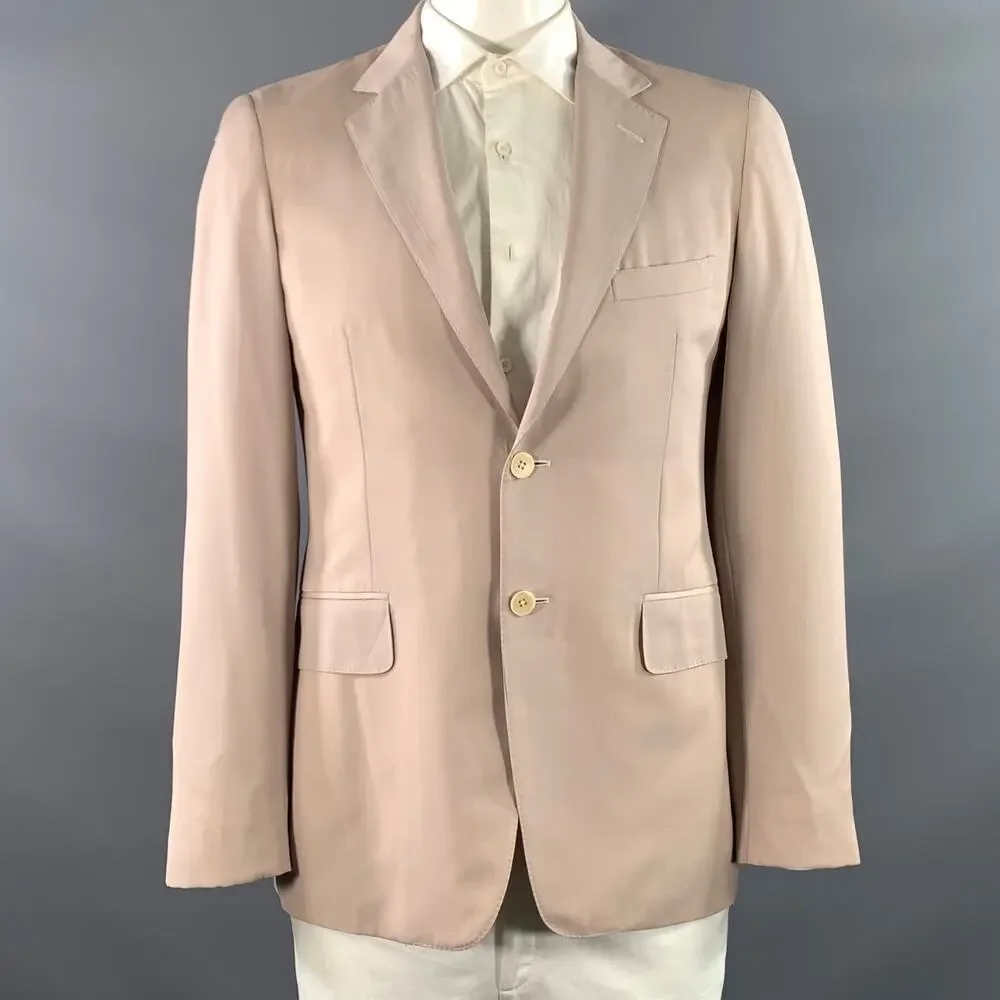 GUCCI Chest Size 42 Khaki Solid Wool Notch Lapel Sport Coat